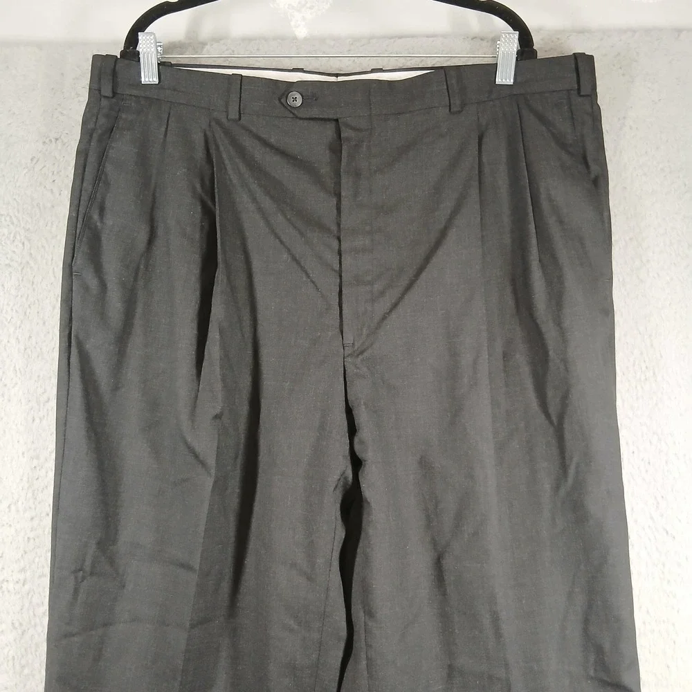 J.B. Britches‎ Nordstrom Dress Pants Men 42x29 Dark Gray Pleated Wool EUC